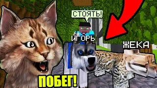 КОТ И ПЁС  УСТРОИЛИ ПОБЕГ ИЗ ПРИЮТА ДЛЯ ЖИВОТНЫХ! ЖИЗНЬ ЖИВОТНЫХ В MINECRAFT