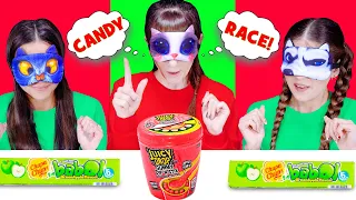 ASMR CANDY RACE GREEN AND RED SOUR CANDY | EATING SOUNDS LILIBU