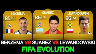 BENZEMA VS SUAREZ VS LEWANDOWSKI FIFA EVOLUTION FROM FIFA 10-22. FT. BENZEMA, SUAREZ, LEWANDOWSKI