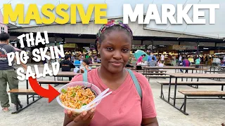 MASSIVE THAI STREET FOOD Market Bangkok Thailand (never ate anything like this)