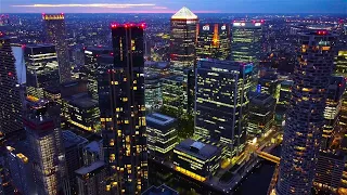 [4K] Canary Wharf at Night | London Drone Flight