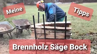 Sägen im Sägebock Stihl MS 440 Brennholz Schneiden Motorsäge