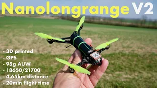 Nanolongrange V2 - single 18650 FPV drone with GPS