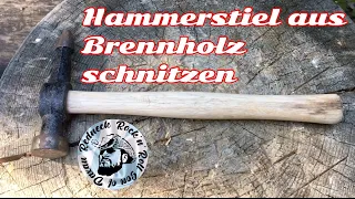 DIY Hammer Stiel schnitzen, Hammerstiel aus Holzklotz neu einstielen Bushcraft shaft from scrap wood
