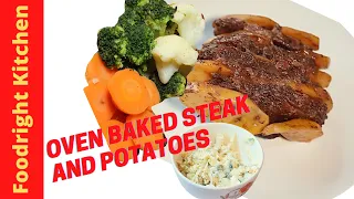 OVEN BAKED STEAK AND POTATOES | RECIPE FOR DINNER, POTATOES AND BEEF | Foodright Kitchen