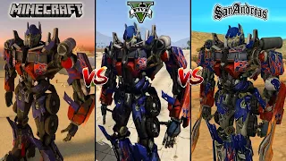 MINECRAFT OPTIMUS PRIME VS GTA 5 OPTIMUS PRIME VS GTA SAN ANDREAS OPTIMUS PRIME - WHO IS BEST?