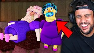 VÓ RANHENTA MALVADA SE TRANSFORMOU EM UM BEBÊ NO ROBLOX! (Grumpy Gran Scary Obby)