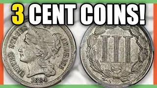 SUPER AMAZING 3 CENT COINS WORTH BIG MONEY - THREE CENT NICKELS