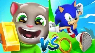ТОМ БЕГ ЗА ЗОЛОТОМ Гавайский Хэнк VS Sonic Dash СОРЕВНОВАНИЕ Мультфильм Игра