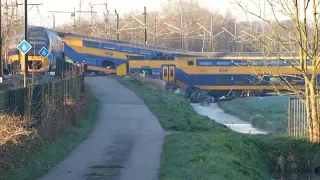 Emergency workers at train crash site in Netherlands