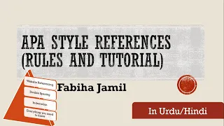 APA Style References/Tutorial/In Urdu/Hindi