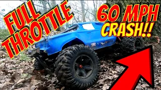 60 mph RC CAR CRASHES INTO TREE! Traxxas Xmaxx