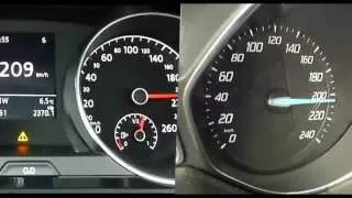 Golf VII 1.4 Tsi vs Focus mk3 1.6 EcoBoost 0-200 km/h