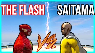 GTA 5 -Saitama (One Punch Man) vs Flash SUPERHERO BATTLE