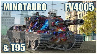 Minotauro, FV4005 & T95 • WoT Blitz Gameplay