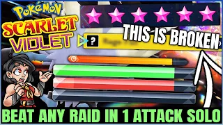 New FAST Solo in 1 Attack ANY 6 Star Tera Raid GUARANTEED Trick - Best Pokemon Scarlet Violet Build!