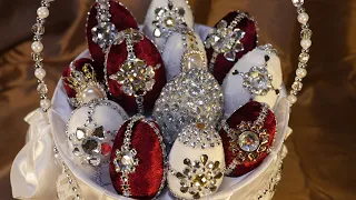 Diamonds & Velvet Faberge' Style Easter Eggs | Dollar Tree DIY Project