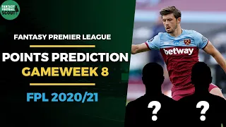 HIGHEST SCORING FPL PLAYERS | Gameweek 8 Points Prediction | Fantasy Premier League Tips 2020/21