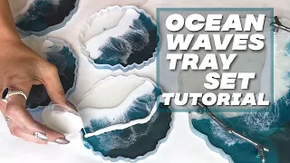 OCEAN WAVE TRAY AND COASTER SET! Using resin in silicone molds!