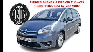 CITROEN GRAND C4 PICASSO 7 PLAZAS 1.6Hdi 110cv auto 6v. Año 2007. Km: 107.852. Etiqueta B.