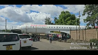 THE AIRCRAFT CLOSES THE ROAD TO EMBAKASI QUICKMART NEAR NYAYO ESTATE