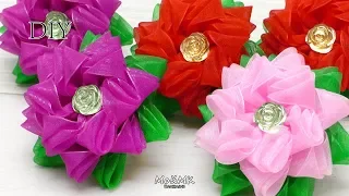 ПРОСТЫЕ ЦВЕТЫ ИЗ ОРГАНЗЫ 🌸 ORGANZA FLOWER TUTORIAL 🌸 FLORES DE ORGANZA 🌸