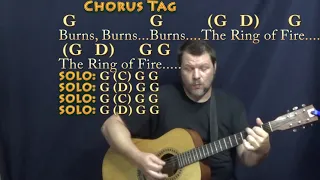 Ring of Fire (Johnny Cash) Guitar Cover Lesson in G with Chords/Lyrics - Country Feel - Munson