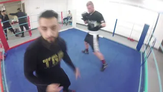 Boxing sparring POV. Boxing from the View of a boxer