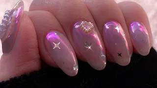 sub) 셀프네일 🌷 친구 5명이 사진 찍어간 💞 무조건 따라하고 싶은 네일아트/ nail art / clear nails / ice nails /aurora glass nails