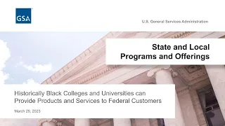 Historically Black Colleges and Universities can Provide Products and Services to Federal Customers