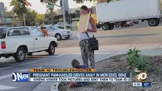 Caught on camera: Pregnant beggar with boy drives off in a Mercedes-Benz