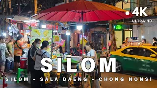 [4K UHD] Walking around Bustling Silom Area in Bangkok, Thailand
