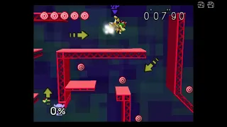 Bowser break the targets without flames in 15"55(smash remix)