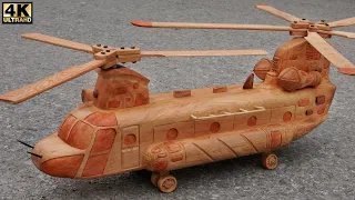 Wood Carving - Boeing CH-47 Chinook Helicopter Wooden -  Amazing Woodworking Project | Wood World
