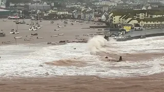 Storm Babet Hits Teignmouth, Devon | Huge Waves Crash Over Seawall