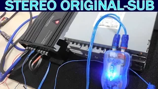 Como conectar estereo original a amplificador y subwoofer (no salidas RCA)