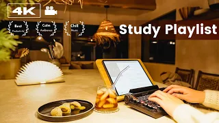 🍹 3-HOUR STUDY MUSIC PLAYLIST/ Relaxing Lofi / Cozy Evening Deep Focus Pomodoro Timer/ Study With Me