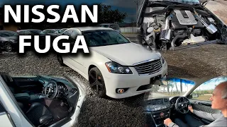 Огненный Nissan Fuga в Абхазии.