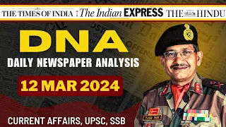 Daily Newspaper Analysis | 12 March 2024 | Current Affairs For Defence Aspirants | SSB #upsc #cds