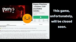 Roblox:"Poppy Playtime : Chapter 3 RP [CLOSED NOW] !!! ;-( due to copyright (sad)