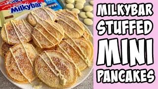 White Chocolate Stuffed Pancakes! Recipe tutorial #Shorts