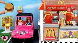 Barbie Doll Mc Donalds Drive Thru with Miniature Hamburger Happy Meal Maker Toy