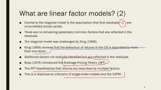An Introduction to Linear Factor Models