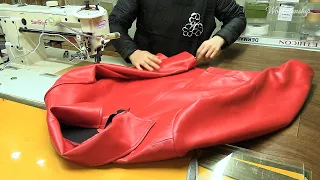 Process of Making Leather Jacket from 5 Sheepskins. Korean Leather Artisan