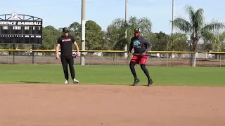 Tyler Callihan Player for Cincinnati Reds , working  with infield Coach Remy