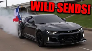 THESE MUSCLE CARS GOT WILD LEAVING THE CAR SHOW! - HELLCAT NEAR CRASH, BURNOUTS, & MORE!