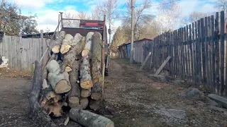 телега самосвал на т25 выгрузка дров