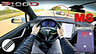 TESLA MODEL X P100D 611HP TOP SPEED DRIVE ON GERMAN AUTOBAHN 🏎