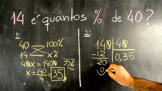 😱 TODO MUNDO ERRA essa porcentagem: 14 é quantos porcento de 40? Você consegue resolver?