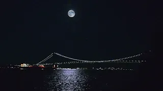 Blue Moon Meditation Relaxing Ambient and Lofi Music Mix with NYC Skyline HD 1080p Verrazano Bridge